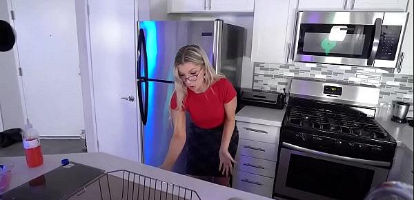  Ashley Fires grabs Ike Diezels dick for a sopping wet blowjob to keep her secret